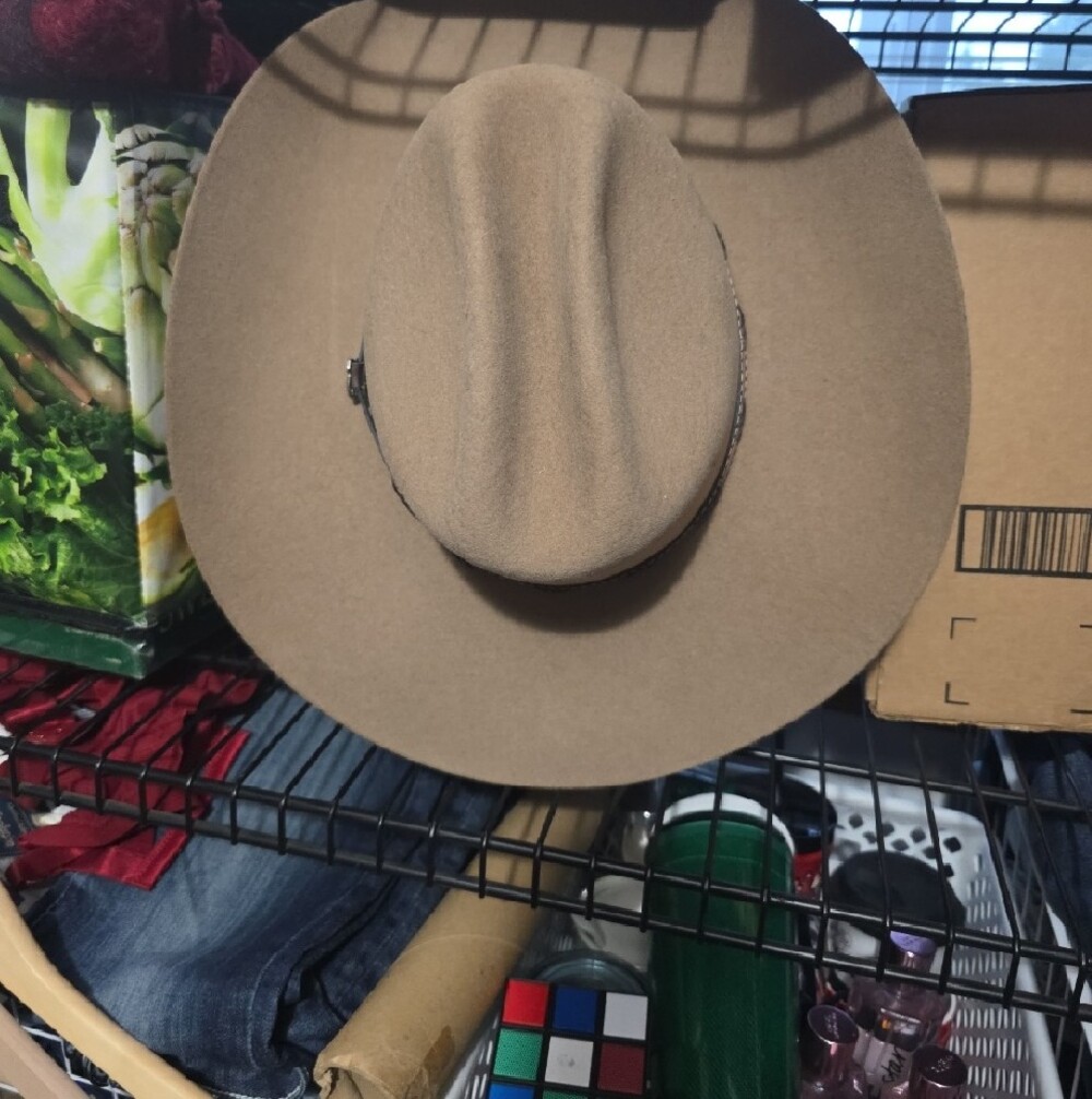 Justin Cowboy Tan Felt Western Hat with Braided Band - Picture 2 of 11